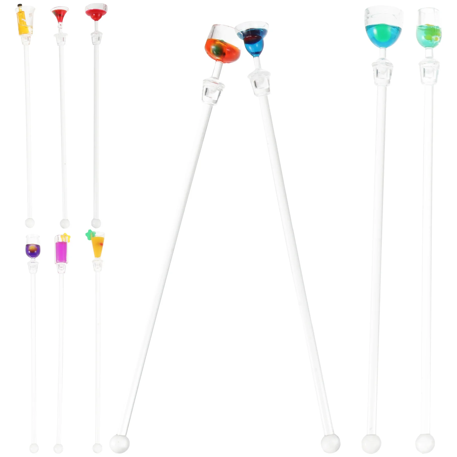 

OUNONA 10pcs 23CM Cocktail Drink Mixer Bar Stirring Mixing Sticks with Colorful Miniature Accessory (Random Color) Shaker