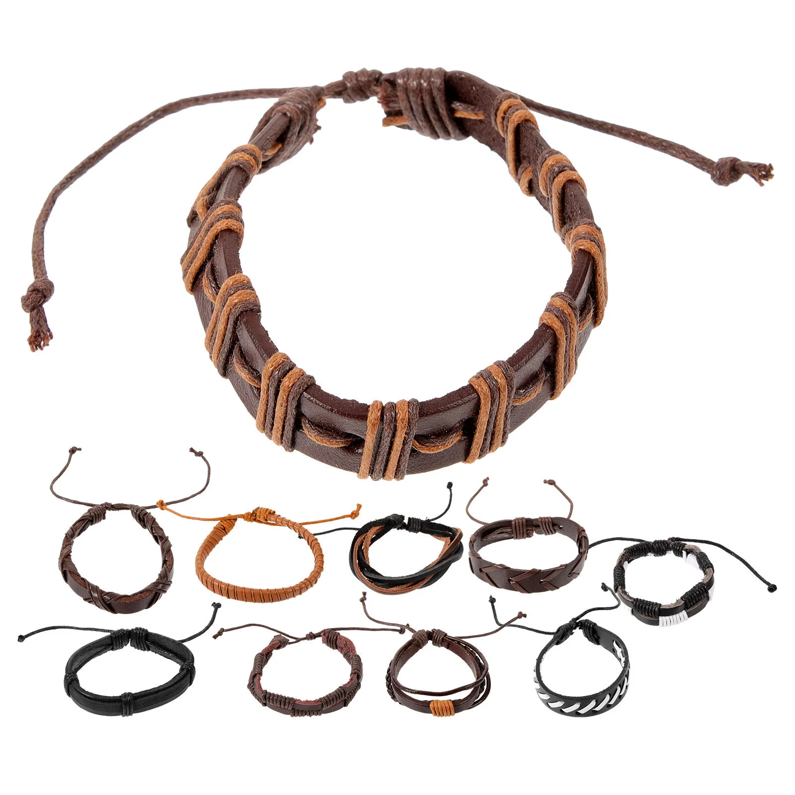 

10 Pcs Handmade Bracelets Wristband Braiding Bracelet Men Jewelry Cool Ornament Women Miss Cuff