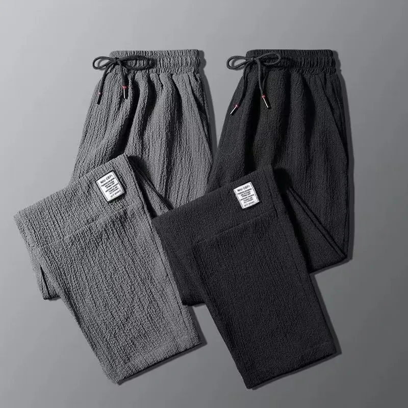 Pants Pants Solid Sweatpants Men's Fitness Casual Linen Clothing Breathable Summer Men Basic Summer Loose Ankle-length Trousers