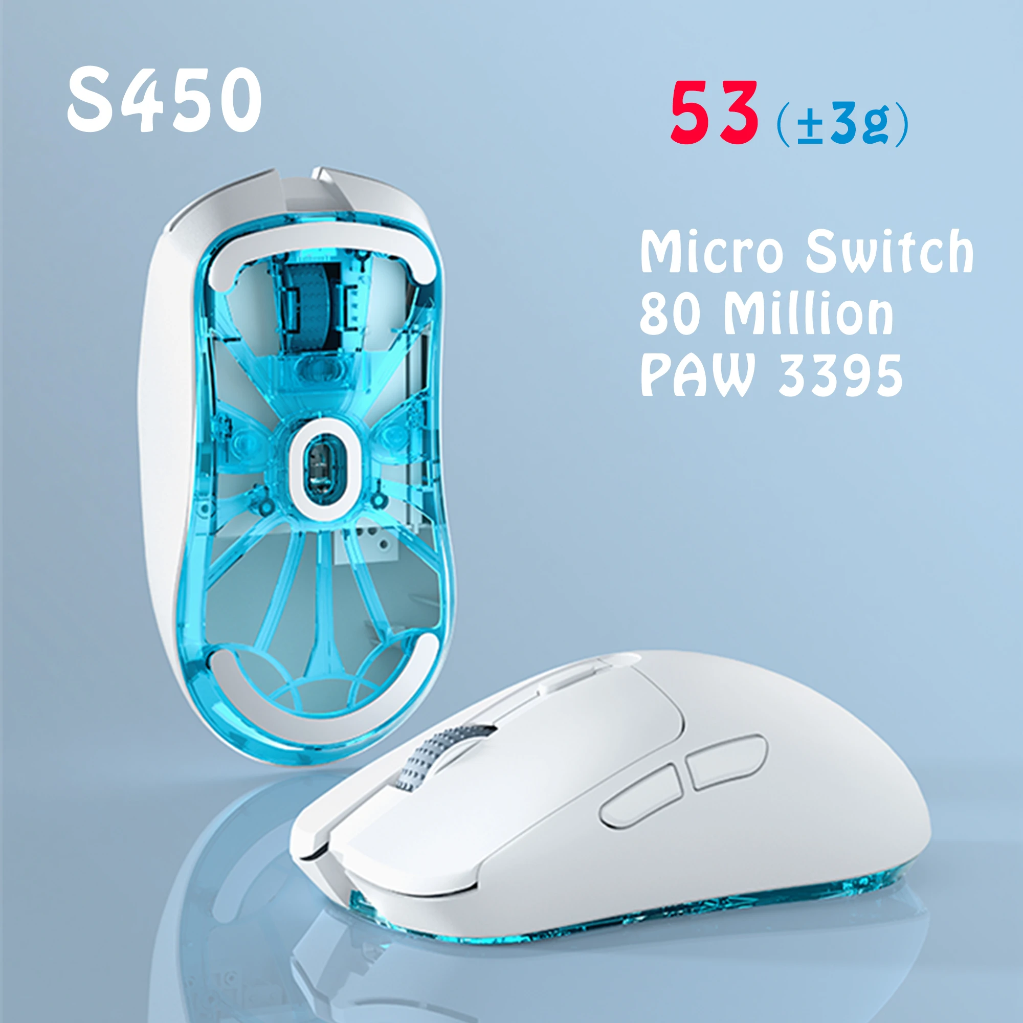 Беспроводная игровая мышь PHYLINA S450, 56 г, легкая, 2,4 г, USB-C проводная, PAW3395, 6 программируемых кнопок, для SCGO/LOL/CF Беспроводная игровая мышь PHYLINA S450, 56 г, легкая, 2,4 г, USB-C проводная, PAW3395, 6 программируемых кнопок, для SCGO/LOL/CF