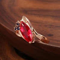 grier new 2022 585 rose gold red ruby stone ring for women blue natural zircon vintage ring ethnic bride wedding crystal jewelry