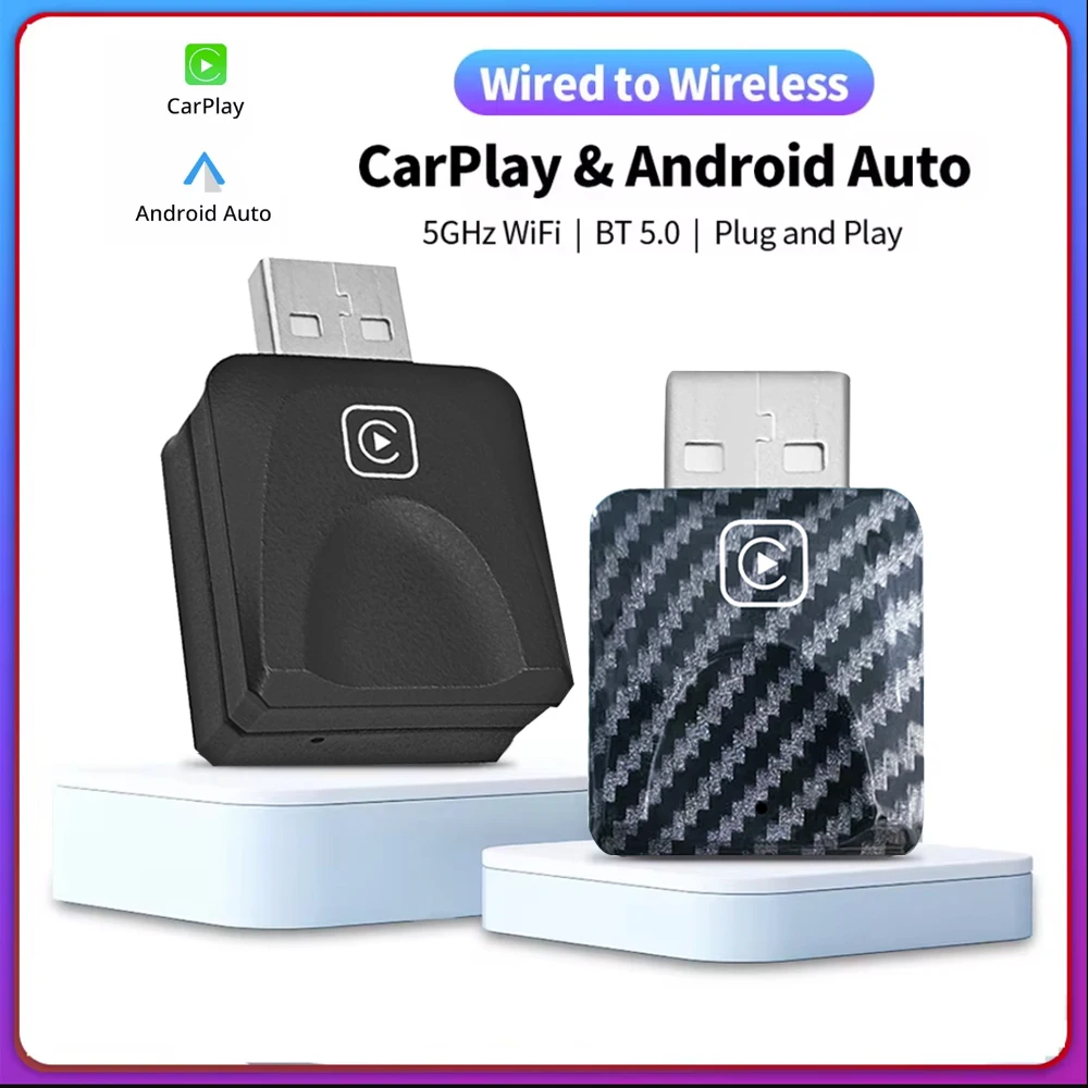 Мини-беспроводной адаптер Carplay 2 в 1 Android Auto Dongle Ai Box Plug and Play для Volkswagen Toyota Peugeot Volvo