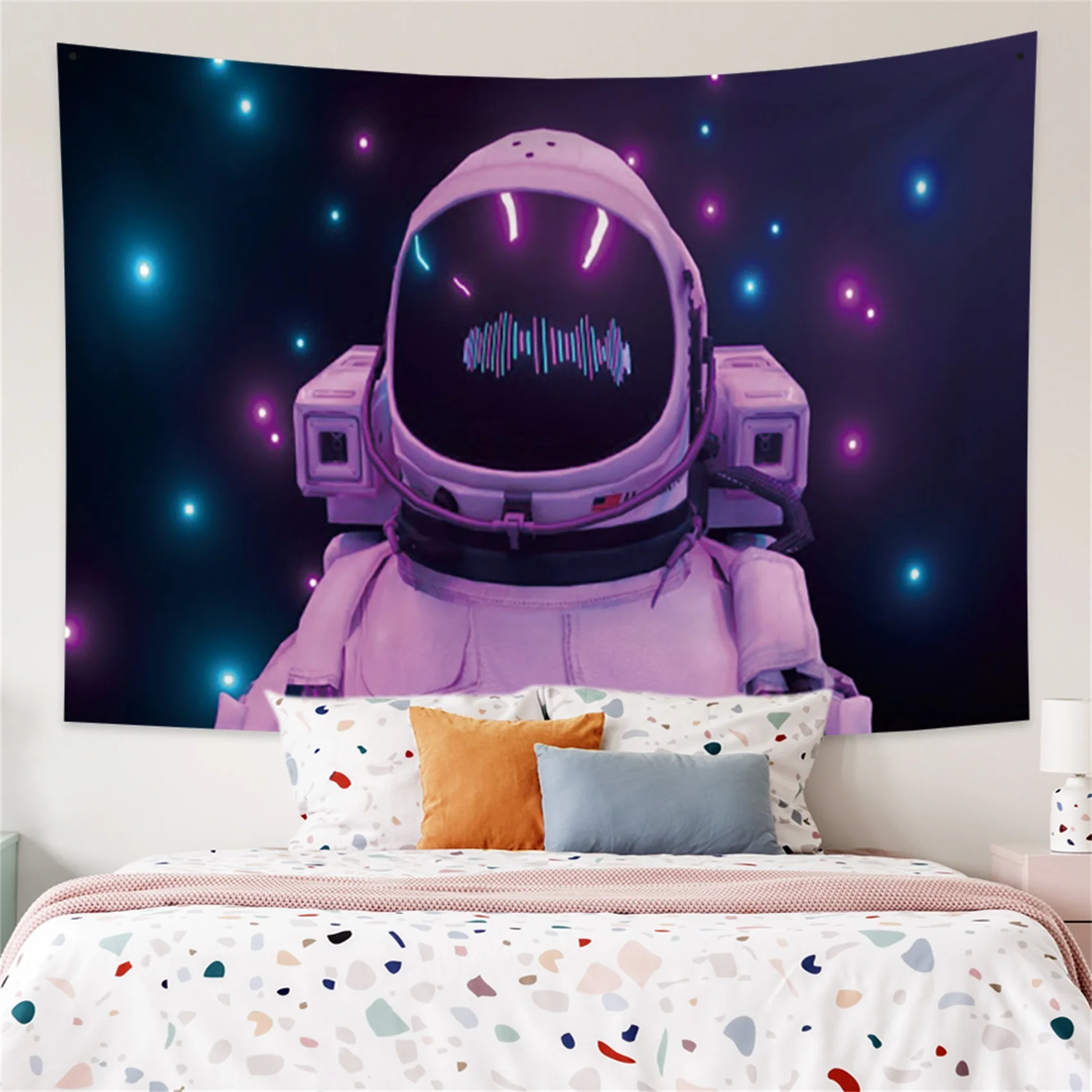

Space Astronaut Wall Tapestry Lantern Effect Print 100% Microfiber Fabric Corridor Bedroom Living Room Home Decoration