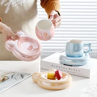 high end coffee cup set ins wind with saucer mug high value cute household cup gift ceramic cup creative hot tea milk water cup