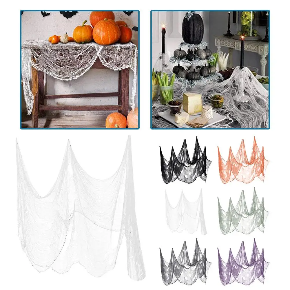 

Creepy Cloth For Halloween Decoration Scary Party Scene Prop Horror House Window Table Door Net Black White Yarn Gauze 30X7 Q3X8