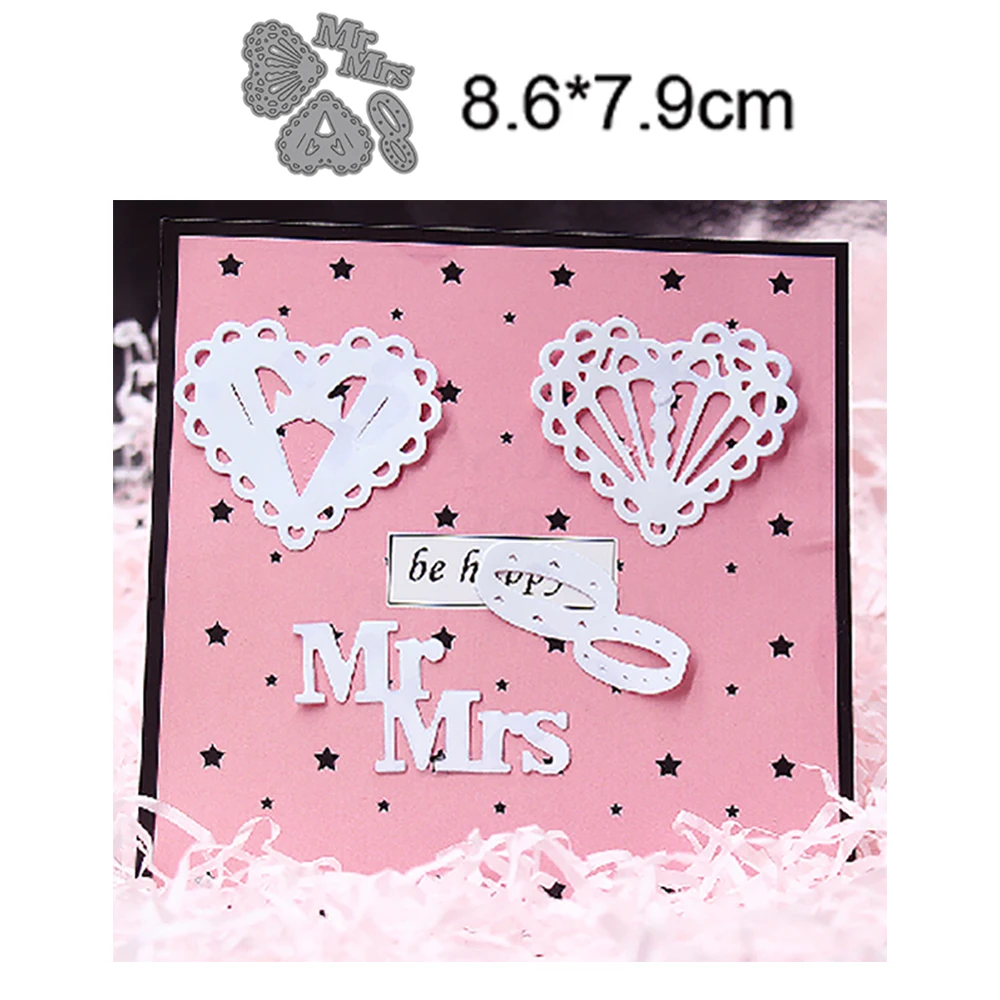 

Wedding Diamond Rings Mr&Mrs 2022 New Metal Cutting Dies Decorative Scrapbooking Photo Album Paper Knife Blade Punch Embossing