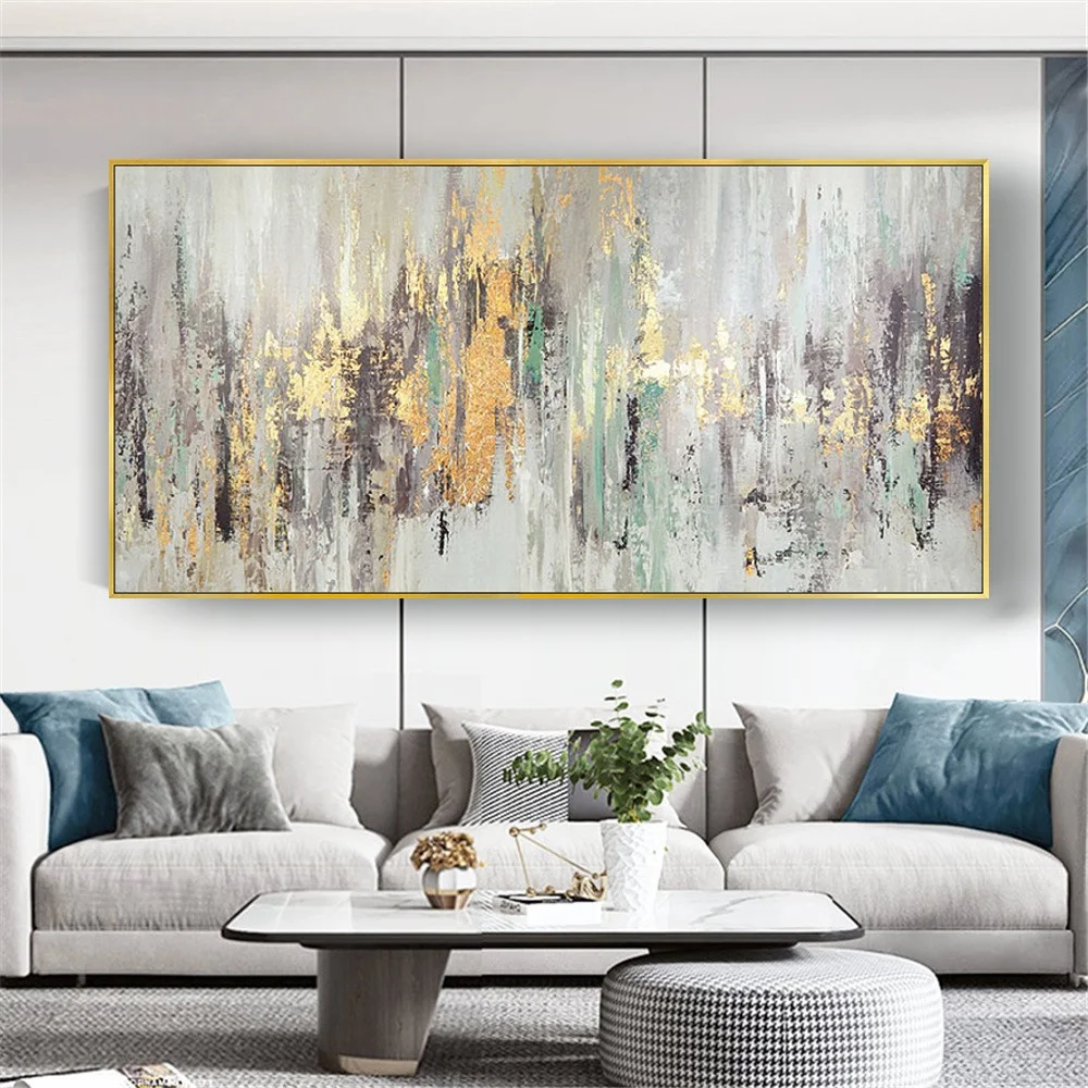 

Современная абстрактная картина маслом 100% ручная роспись Золотая линия текстура холст картина на стену для дома диван фон декор комнаты