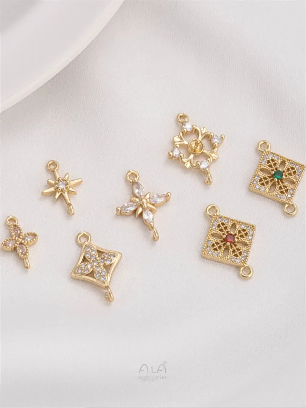 14K позолоченный Цирконий Звездный бриллиант двойной подвесной соединитель для