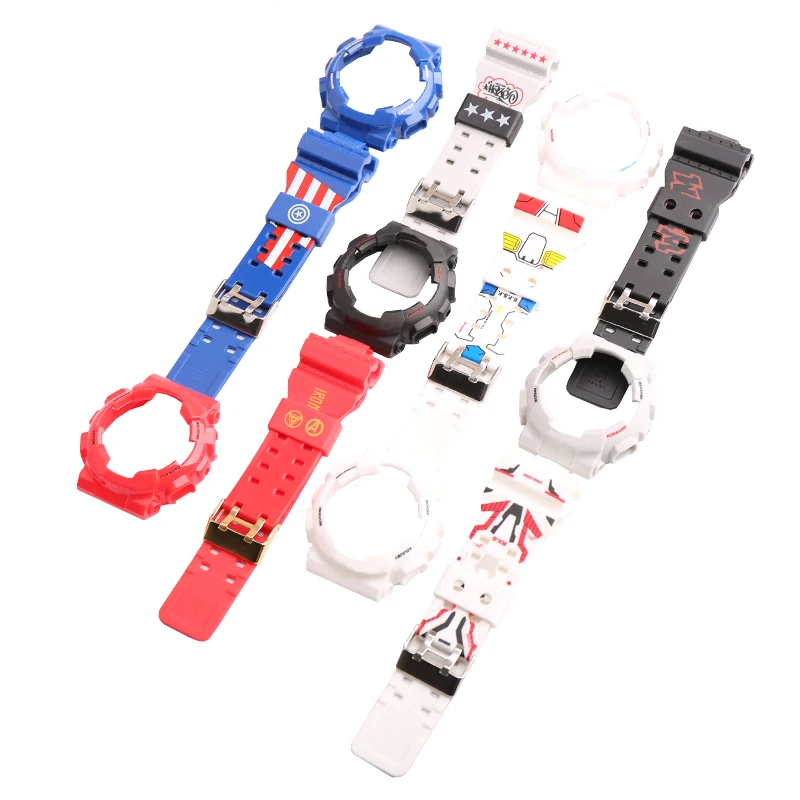 Resin strap case Suitable for Casio G-shock GA110 120 140 GA-110GB Men's Sports Waterproof watch strap accessories