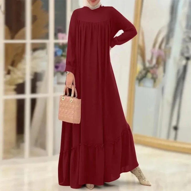 Женская элегантная однотонная юбка от солнца с рюшами и подолом осенняя мода