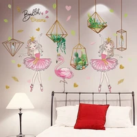 shijuekongjian potted plant wall stickers diy ballet girl flamingo wall decals for house living room kids bedroom decoration