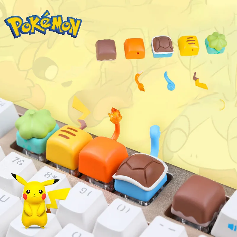 

Pokemon Resin Keyboard Personality Keycap DIY Pikachu Model Anime Figure Charmander Squirtle Kawaii Action Figure Kids toys Gift