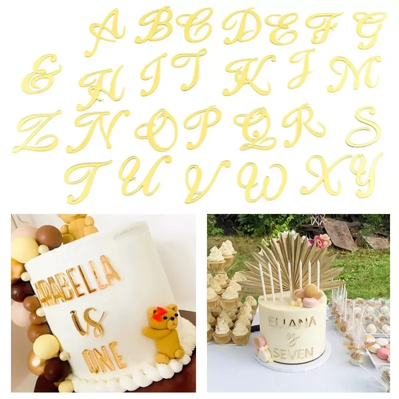 

Acrylic 26 English Letter Alphabet Cake Decorating Mold for Birthday Party Wedding Dessert DIY Decoration Cake Topper