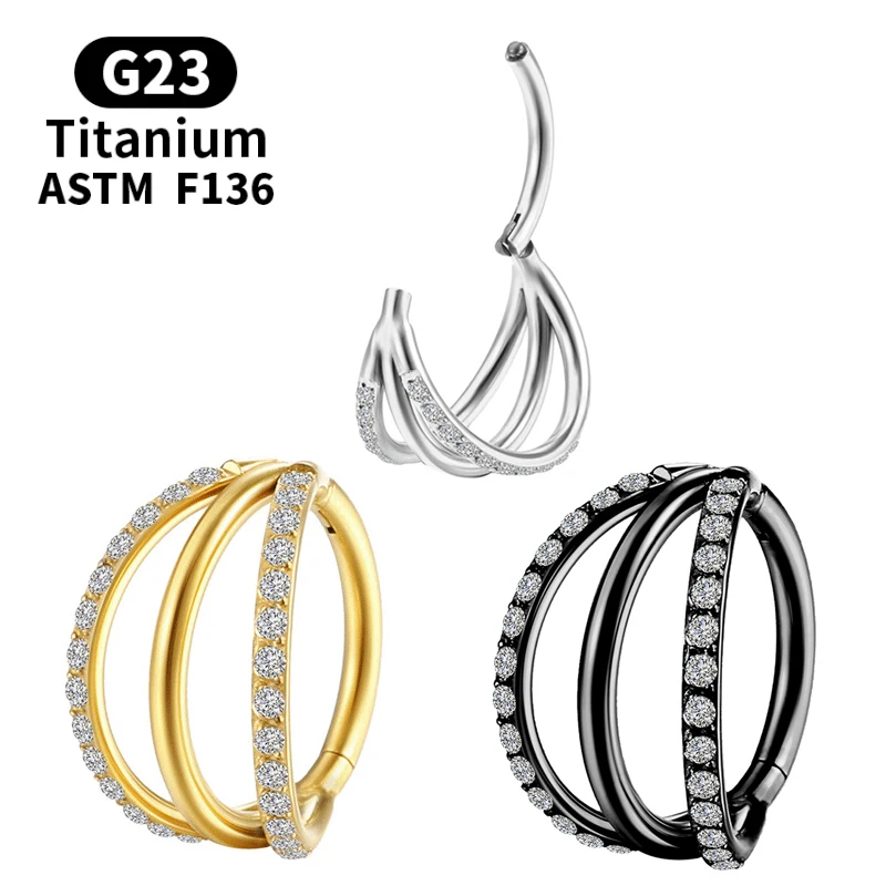 

Cartilage Diaphragm Earrings Sexy Piercings Titanium Crystal Nose Ring G23 Tragus Septum Clicker Ear Cuffs Helix Body Jewelry