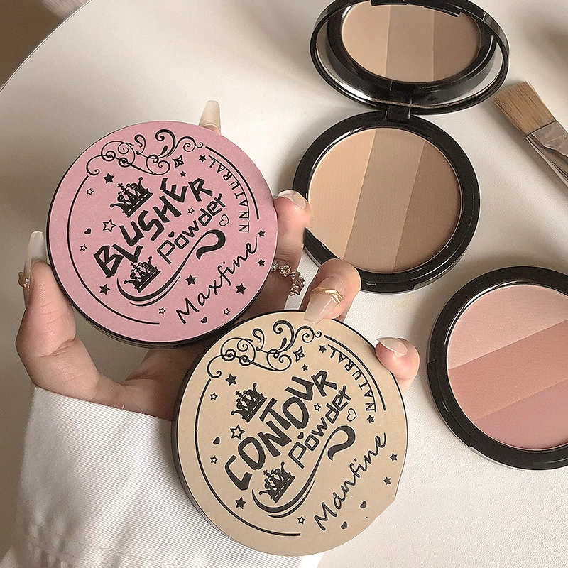 3-Color Peach Blush Contour Palette Highlight Shadow Rouge Makeup Palette Pressed Powder Hair Eyebrow Earth Pigment Cosmetics