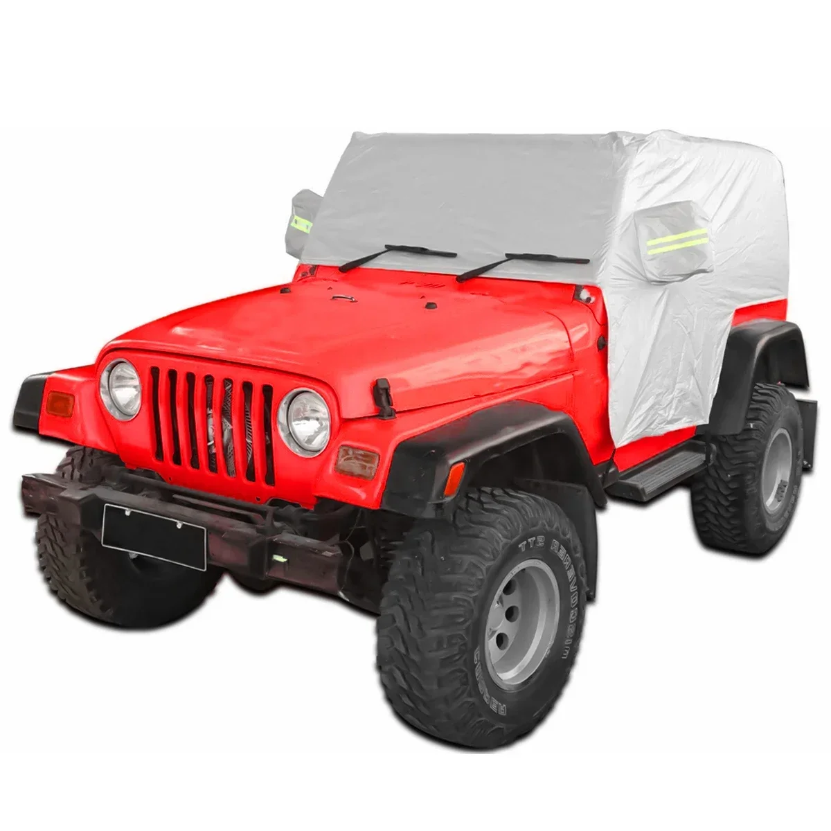 

Чехол на половину автомобиля для JEEP Wrangler TJ 2 двери/4 двери, водонепроницаемый противоударный пылезащитный чехол с защитой от УФ-излучения, внешние аксессуары, серебристый