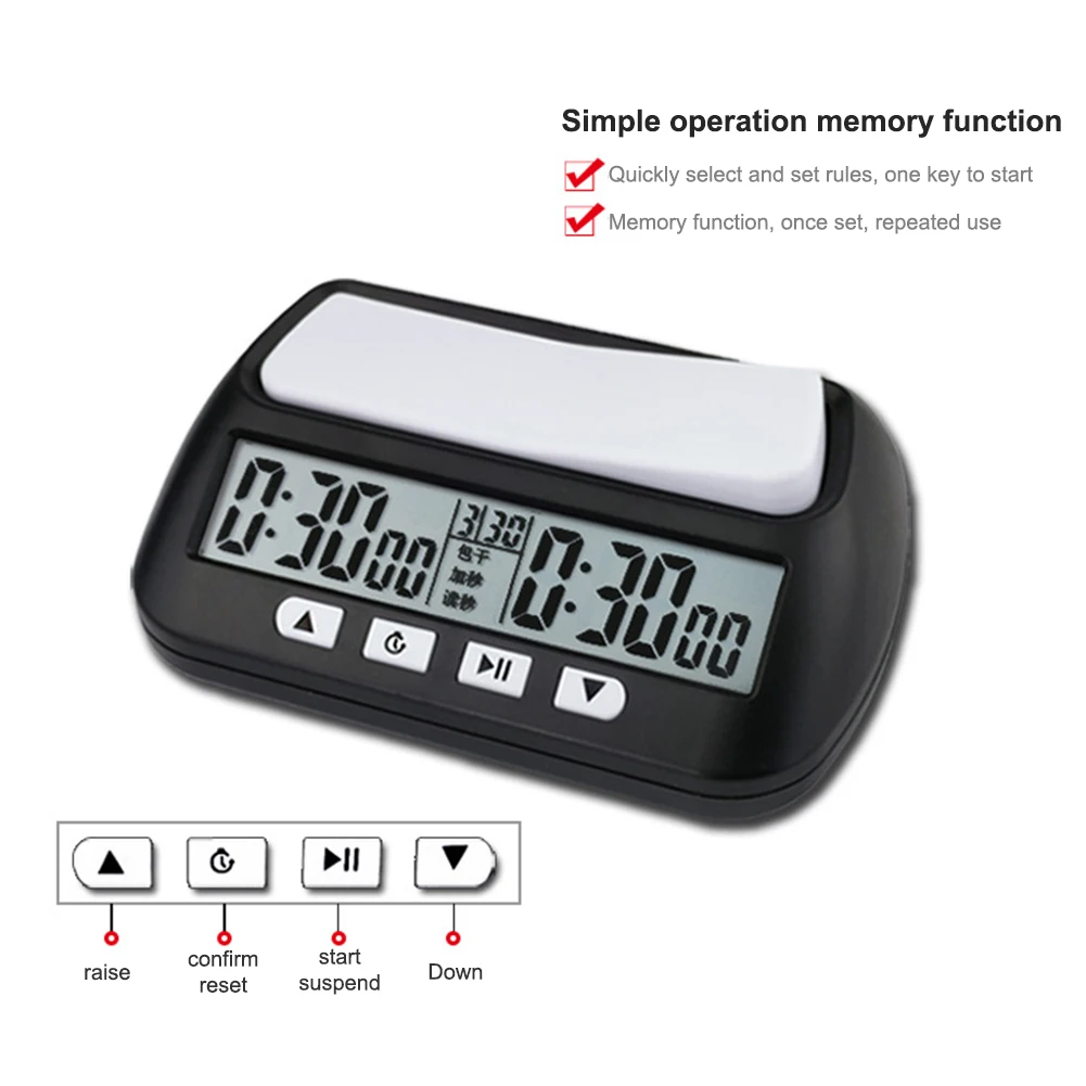 

Professional Board Game Stopwatch Count Up Down Competition Hour Meter Portable Chess Clock Digital for International Chess