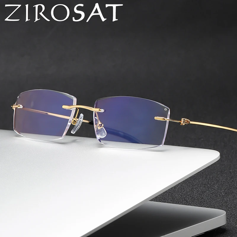 ZIROSAT 8581 Reading Glasses Men Anti Blue Rays Presbyopia Eyeglasses Computer Frameless with +1.0+1.5+2.0 +2.5 +3.0 +