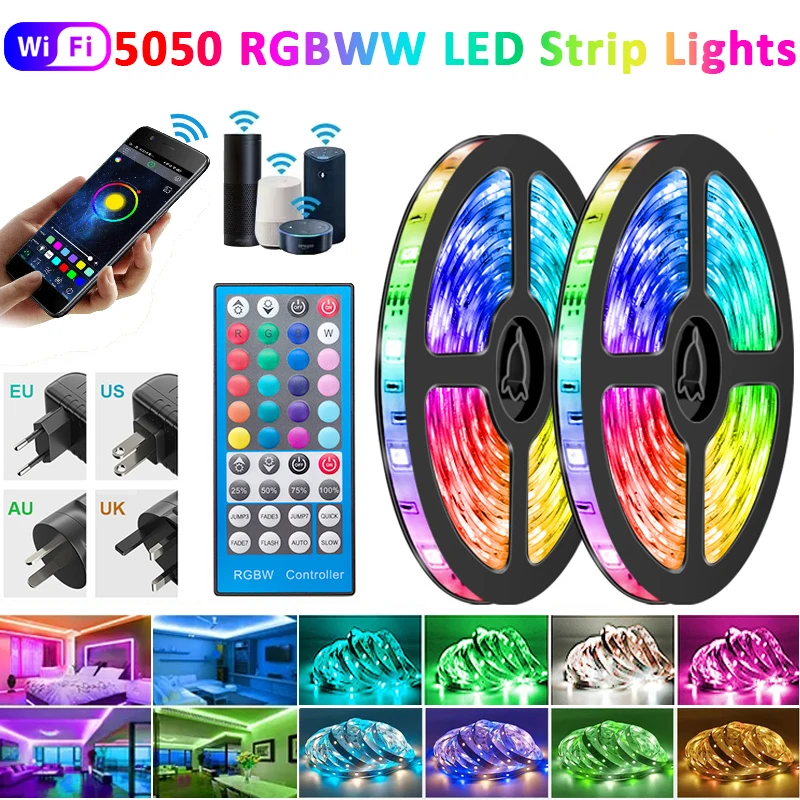 Светодиодная лента, Светодиодная гибкая водонепроницаемая лента RGB 5050 RGBWW, 60 светодиодов/м