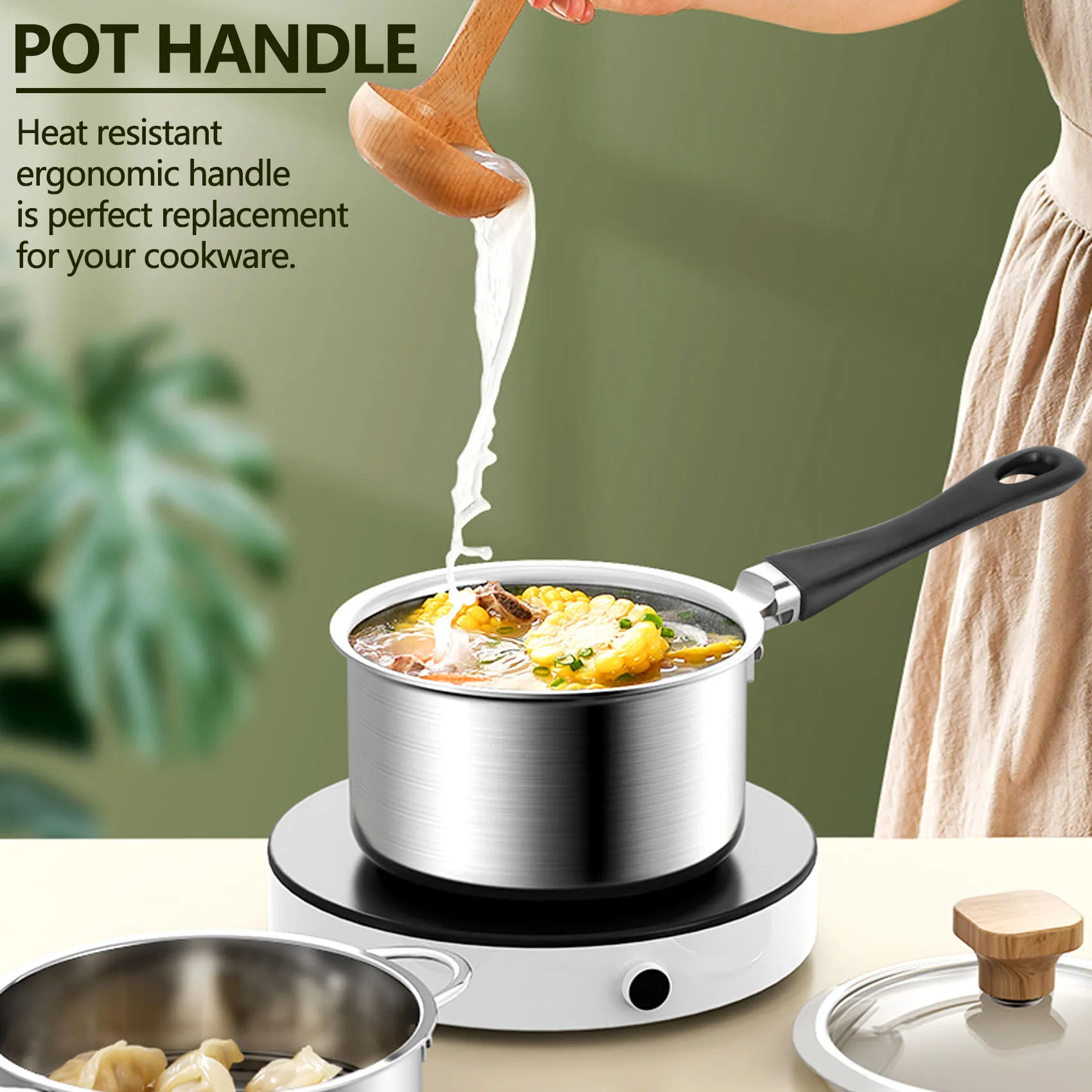 Черная сменная бакелитовая ручка для кастрюль посуды