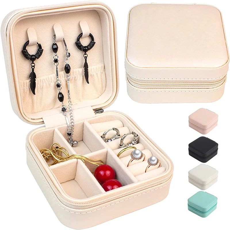 

Portable Jewelry Box with Mirror Earring Ring Necklace Holder Display Casket Box Jewelry Storage Box for Women Gift Organizer