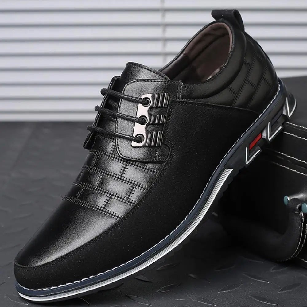 

Men Casual Shoes Fashion Brand Classic Casual Men Pu Leather Shoes Black Hot Sale Breathable Business Lace-Up Men Shoes Big Size