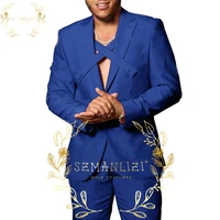latest coat pant designs royal blue mens suit 2 pieces set slim fit groomsmen groom wedding dress tuxedo party best man blazer