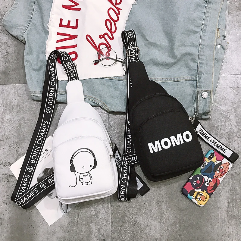 

Men's Sports Chest Bag New Street Trend Hip Hop Couple Women's Students One Shoulder Mobile Phone Small Backpack Messenger Bag