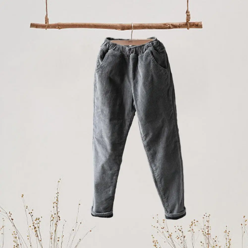 

Long Harem Pants Comfortable Women's Elastic Waist Ankle Length Harem Pants with Pockets Soft Warm Casual Trousers for Ladies