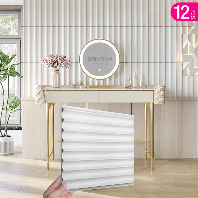 

12pcs 30cm Nordic minimalist line blinds 3D wall stickers decor living room wallpaper waterproof 3D wall panel mold hotel wall