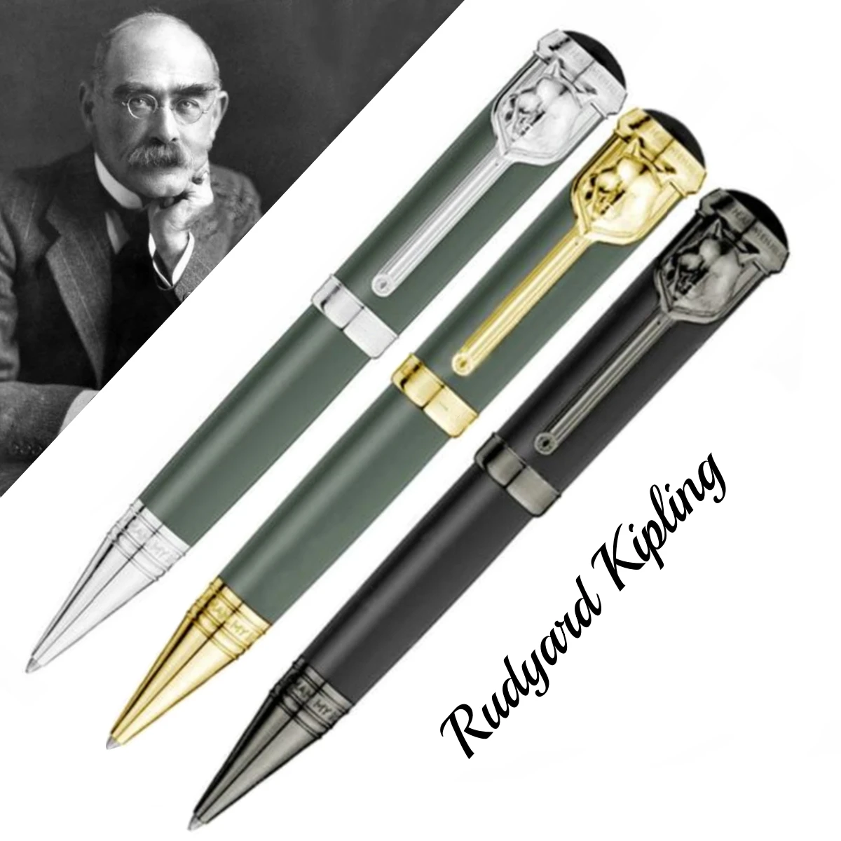 

MB Limited Writers Edition Rudyard Kipling Ballpoint Pen Exquisite Reliefs Office Writing Rollerball Pens With Serial Number