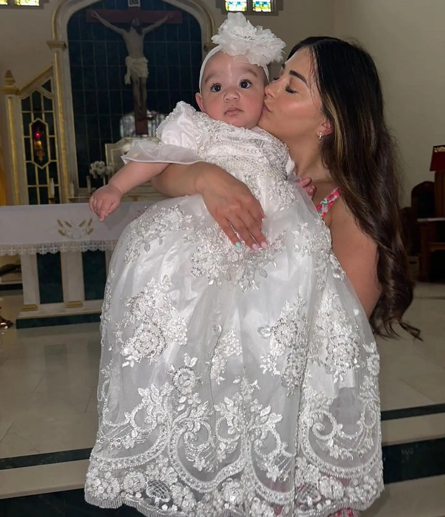

Luxury White Christening Gowns for Baby Lace Appliqued Beads Ruffles First Communion Dress Infant Toddler Girls Baptism Dresses