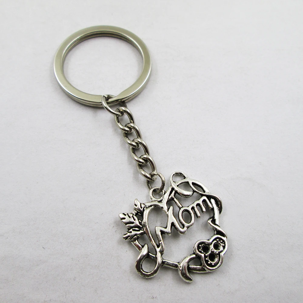 3 шт./лот античный серебряный брелок с подвеской в виде сердца для мам 26x24 мм брелок с лучшей окантовкой, подарок на день рождения, брелок с подвеской