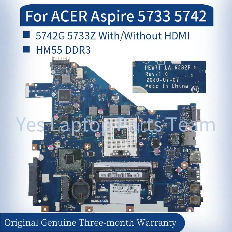 Оловянная деталь для ноутбука ACER Aspire 5733 5742 5742G 5733Z материнская плата PGA 988A HM55 с или