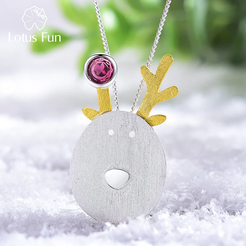 

Женский кулон «Олень» Lotus Fun, кулон без цепочки с натуральным камнем, ювелирное изделие из настоящего серебра 925 пробы