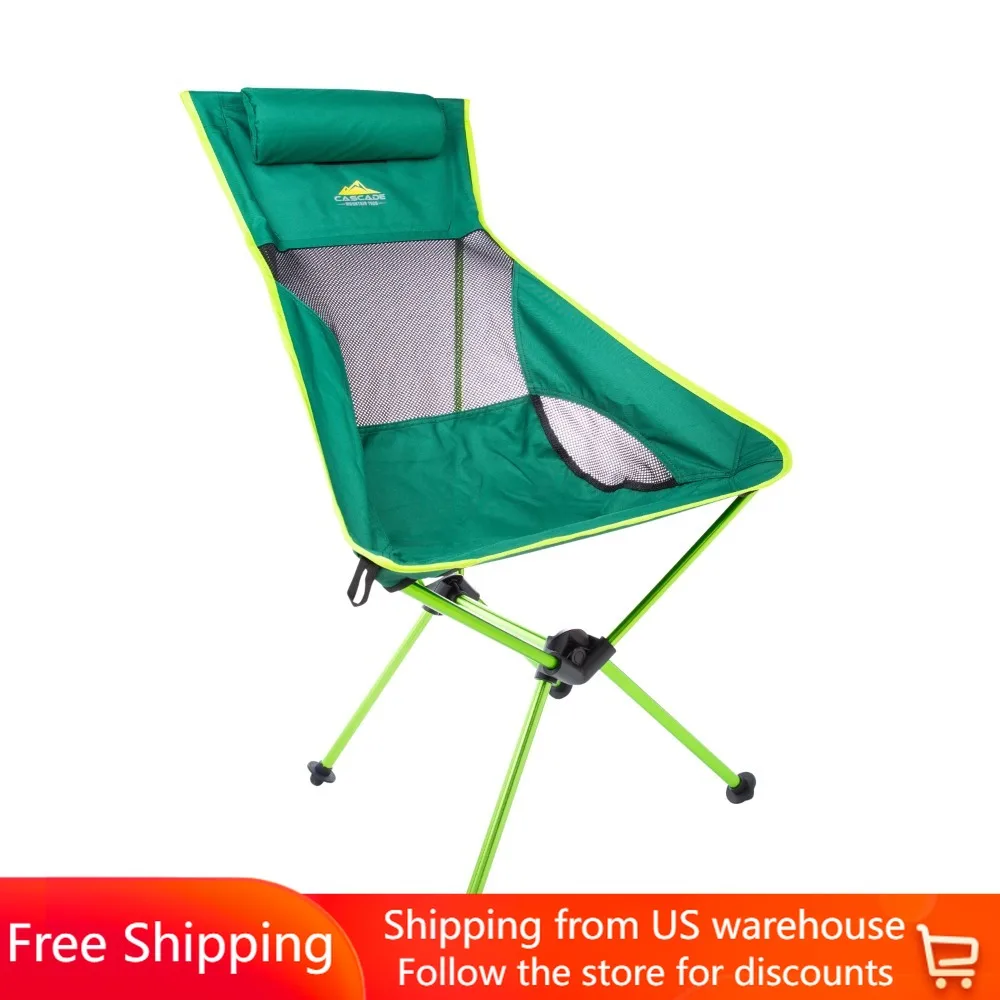 

Outdoor High Back Lightweight Camp Chair With Headrest and Carry Folding Camping Chair Portable Folding Chairs Free Shipping