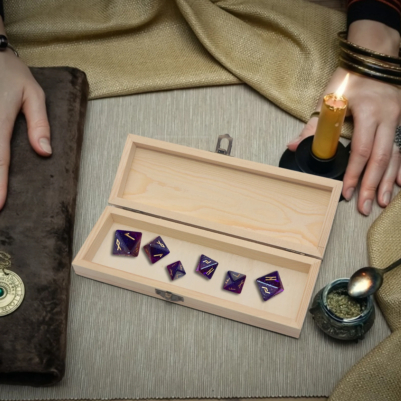 Деревянная коробка для карт и таро хранения с рунами символами ювелирные