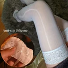 Блестящие шелковые женские сексуальные прозрачные кружевные чулки до бедра Medias с нескользящей Силиконовой лентой блестящие вечерние Чулочные изделия