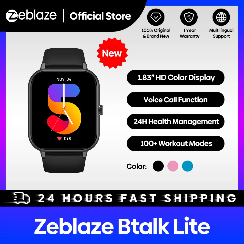

[World Premiere 2023] Zeblaze Btalk Lite Voice Calling Smart Watch 24H Health Monitor 100+ Sport Modes 200+ Watch Faces