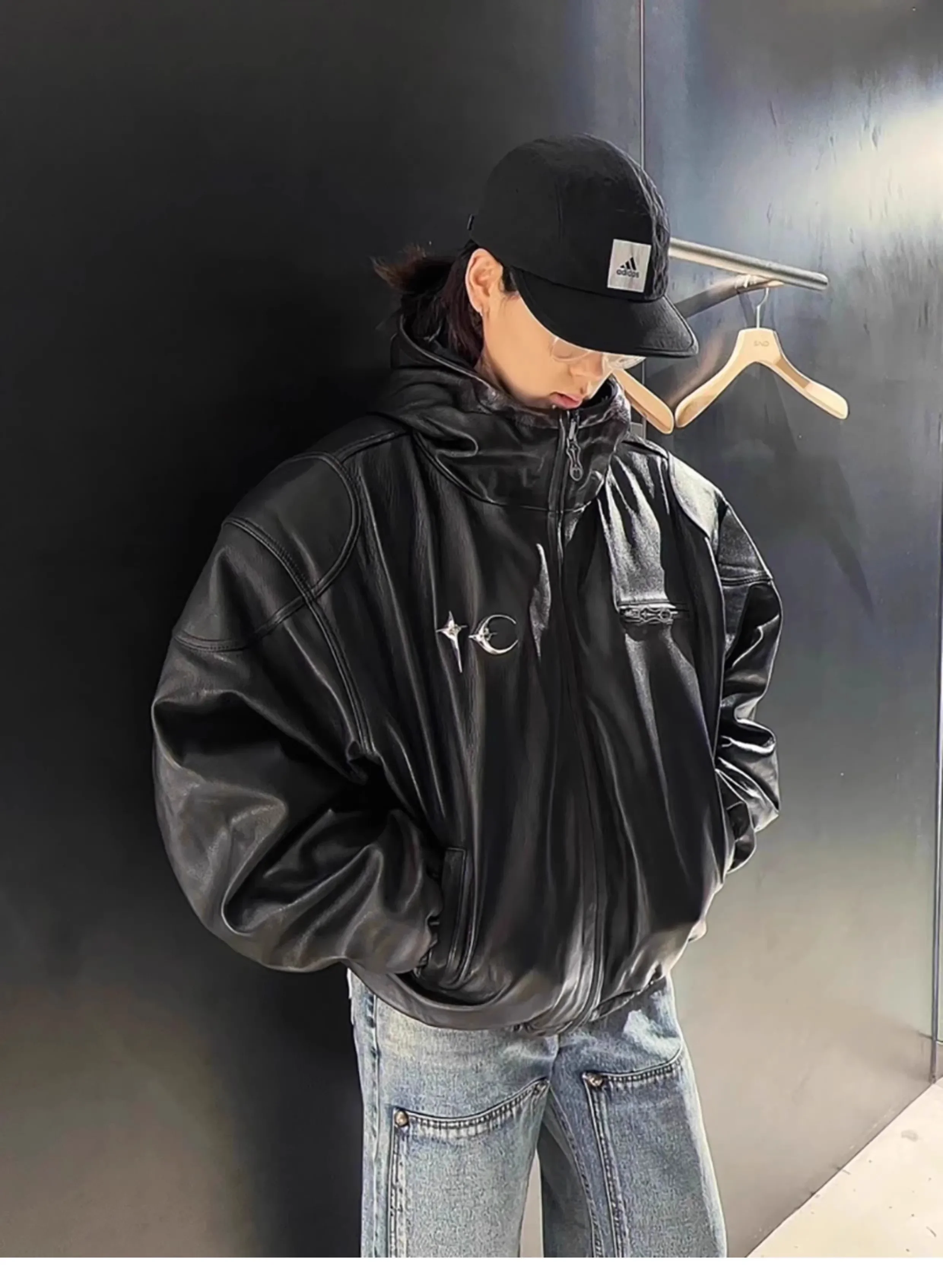 2024 Thug Club тяжелое мотоциклетное хлопковое пальто кожаное повседневная мужская