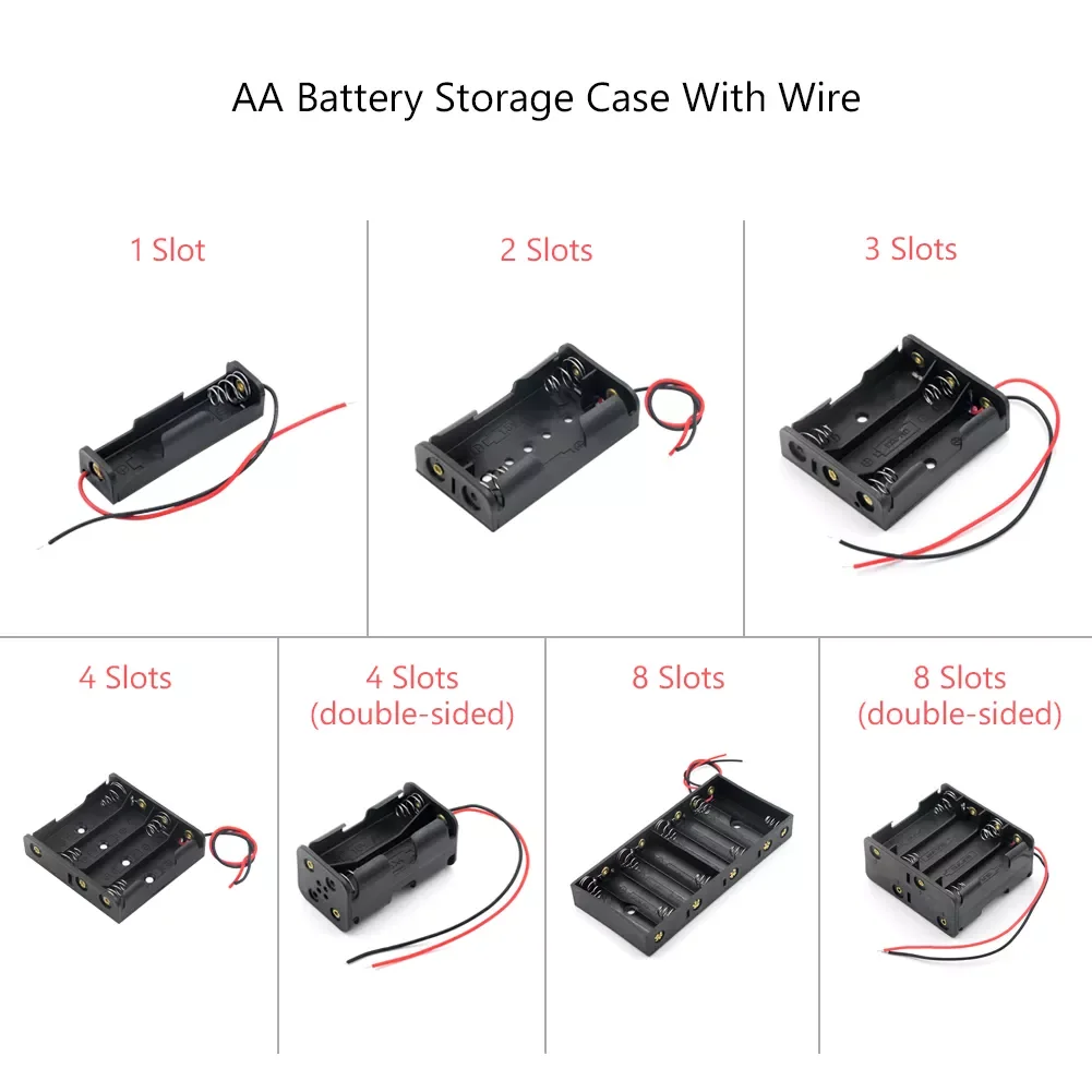 

New 1 2 3 4 8 Slots AA Battery Case Box AA LR6 HR6 Battery Holder Storage Case With Lead Wire Bateria Protection Container