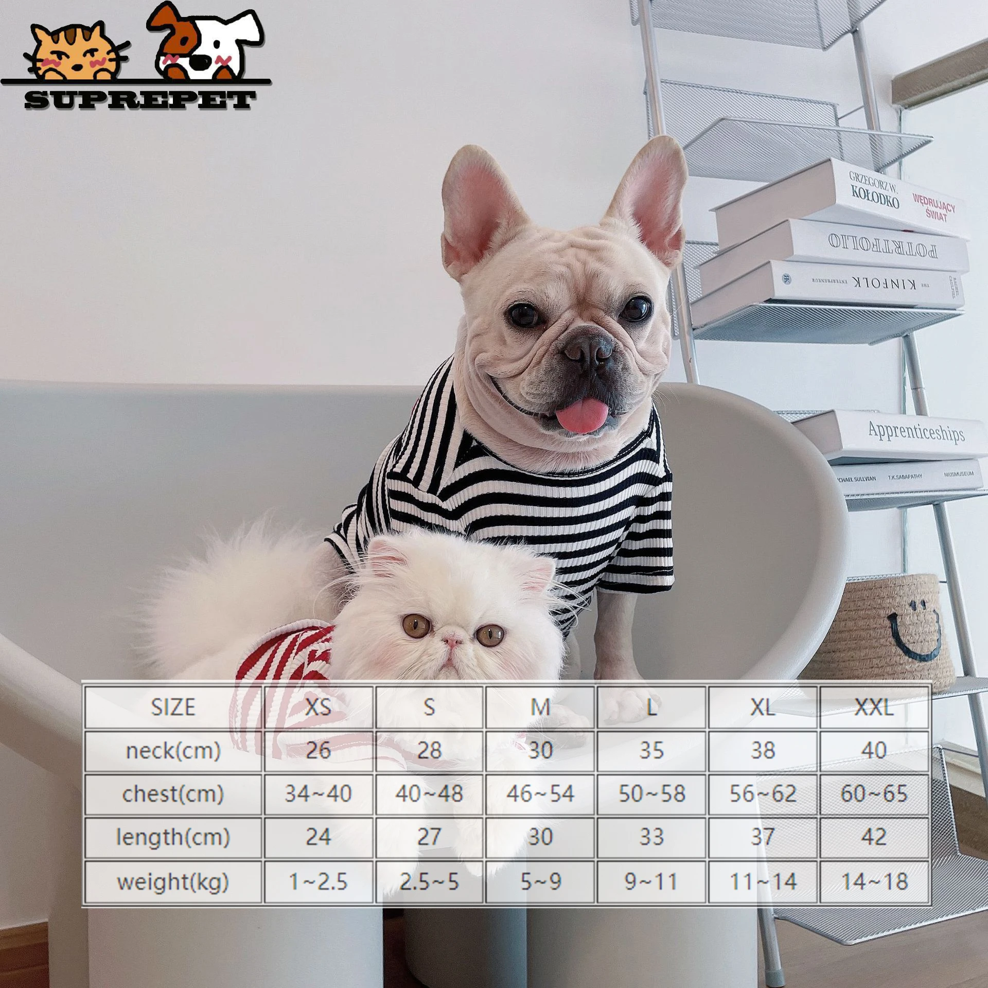 Suprepet полосатая хлопковая одежда, прочная одежда для собак, удобная для щенков, милые собаки, модные аксессуары для домашних животных, Всесез... (art.: 3920bd69a309e) - 3920bd69a309e