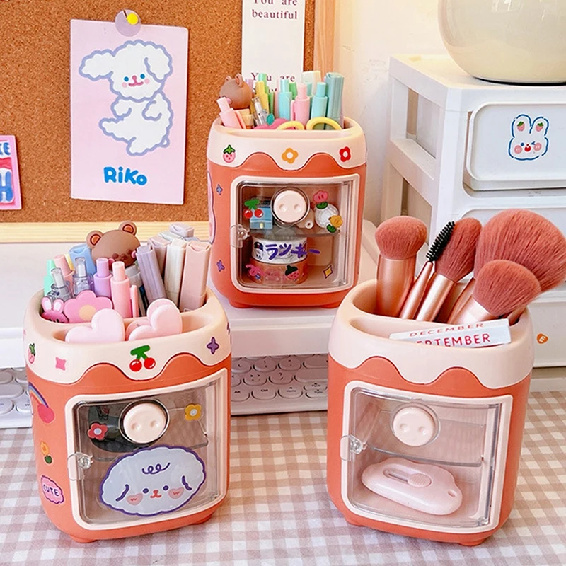 

Большой настольный держатель для ручек в виде милой свиньи, коробка для хранения в мультяшном стиле, органайзер для макияжа