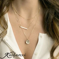kaifanxi 316l stainless steel womens necklace minimalist 15mm pendant choker for women 3 pieces