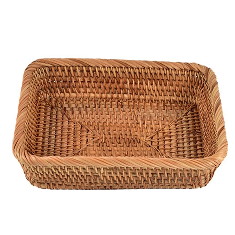 

Горячая Ручная плетеная искусственная корзина для фруктов и чая, коробка для хранения косметики, бытовые кухонные принадлежности