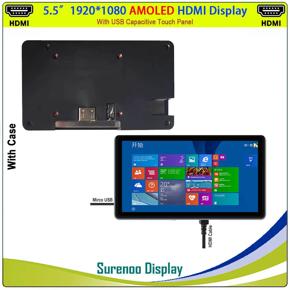 5.5" inch 1920*1080 AMOLED OLED HDMI-Compatible TFT LCD Module Screen Display Monitor USB Capacitive Touch Panel Raspberry Pi - купить по