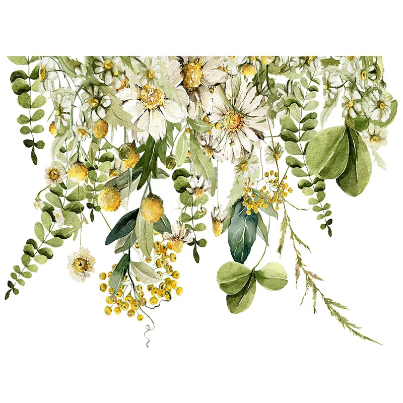 

Raymeel Colorful Painting Greenery Leaf Daisy Toilet Stickers Flower Bathroom Home Decoration Wallpaper Painting Mural Decals