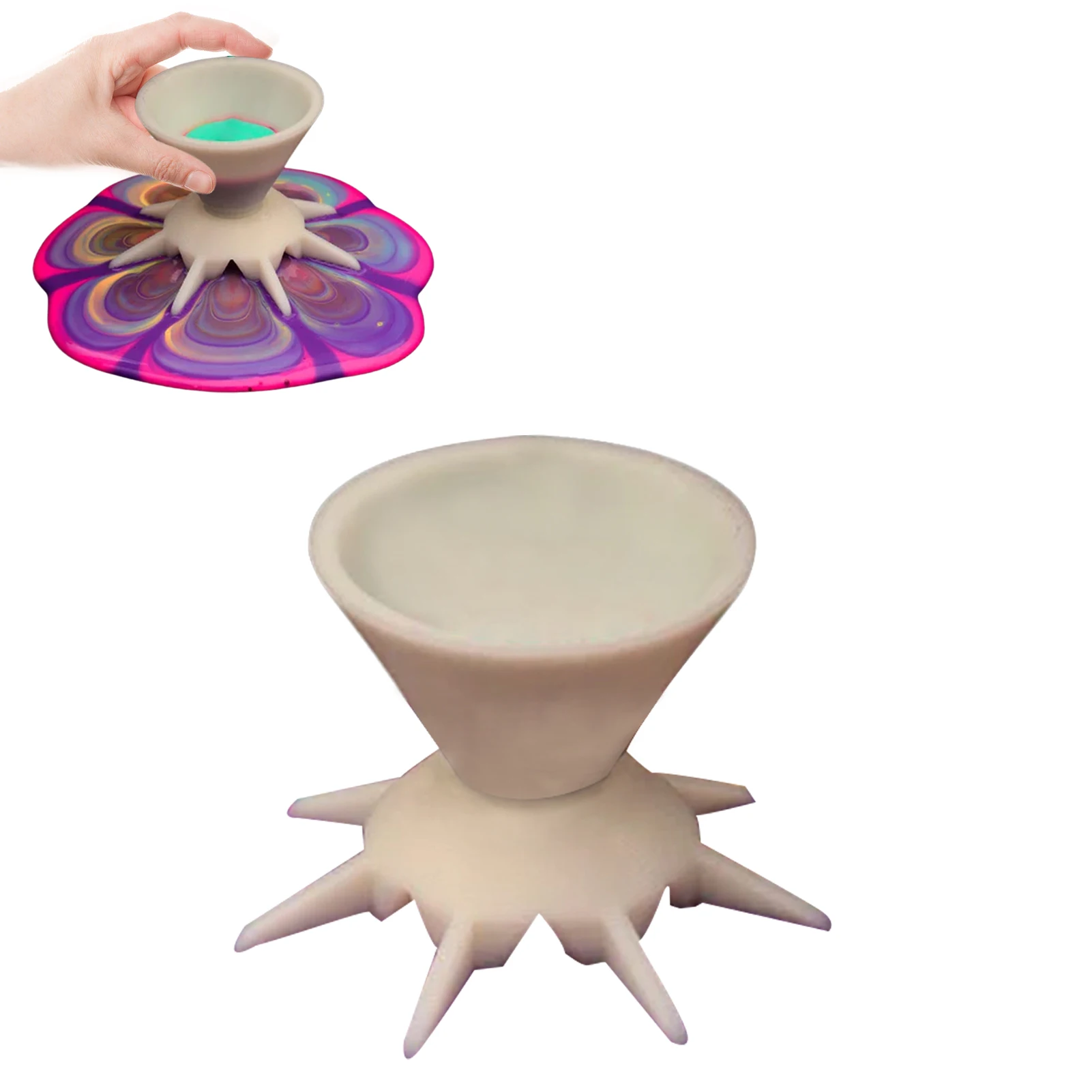 

Split Cup For Paint Pouring Funnel Split Cups For Acrylic Paint Pouring With 7 Legs For Pouring Flower Pattern Paint Reusable