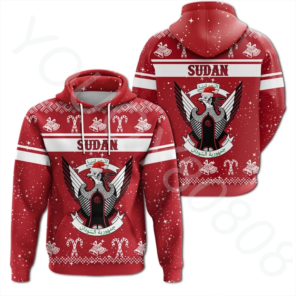 

Spring African Zone Sweatshirt Sudan Hoodie Christmas Retro Harajuku Athleisure Print Zip-Up Men's Clothing Sweater
