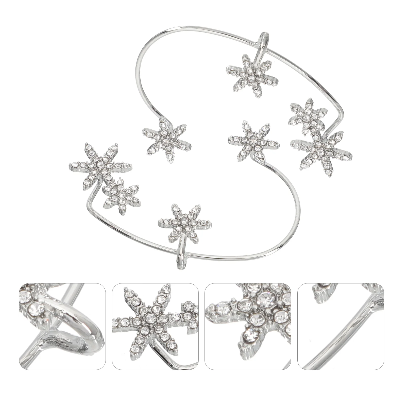 

Ear Earrings Cuff Snowflake Earring Wrap Rhinestone Cuffs Clip Women Hook Non Pierced Jewelry No Crystal Zircon Around Diamond